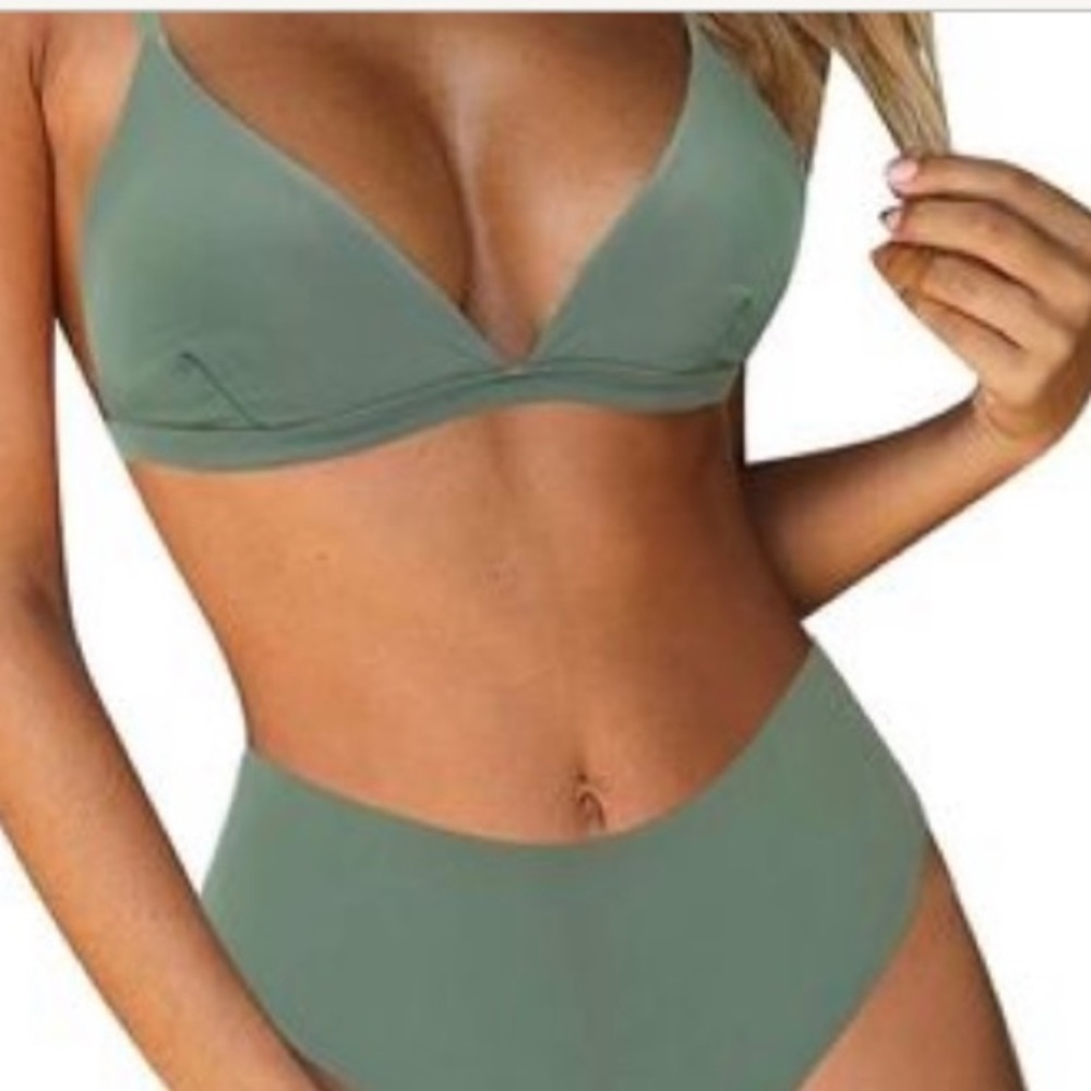 Ruuhee‎ padded push up bikini olive green xl NWT
